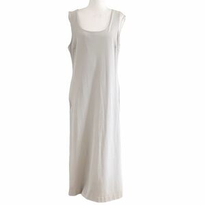 Cos LIGHT GREY SLEEVELESS RIBBED BACK EXPOSED ZIPPER POCKETS MAXI DRESS - M